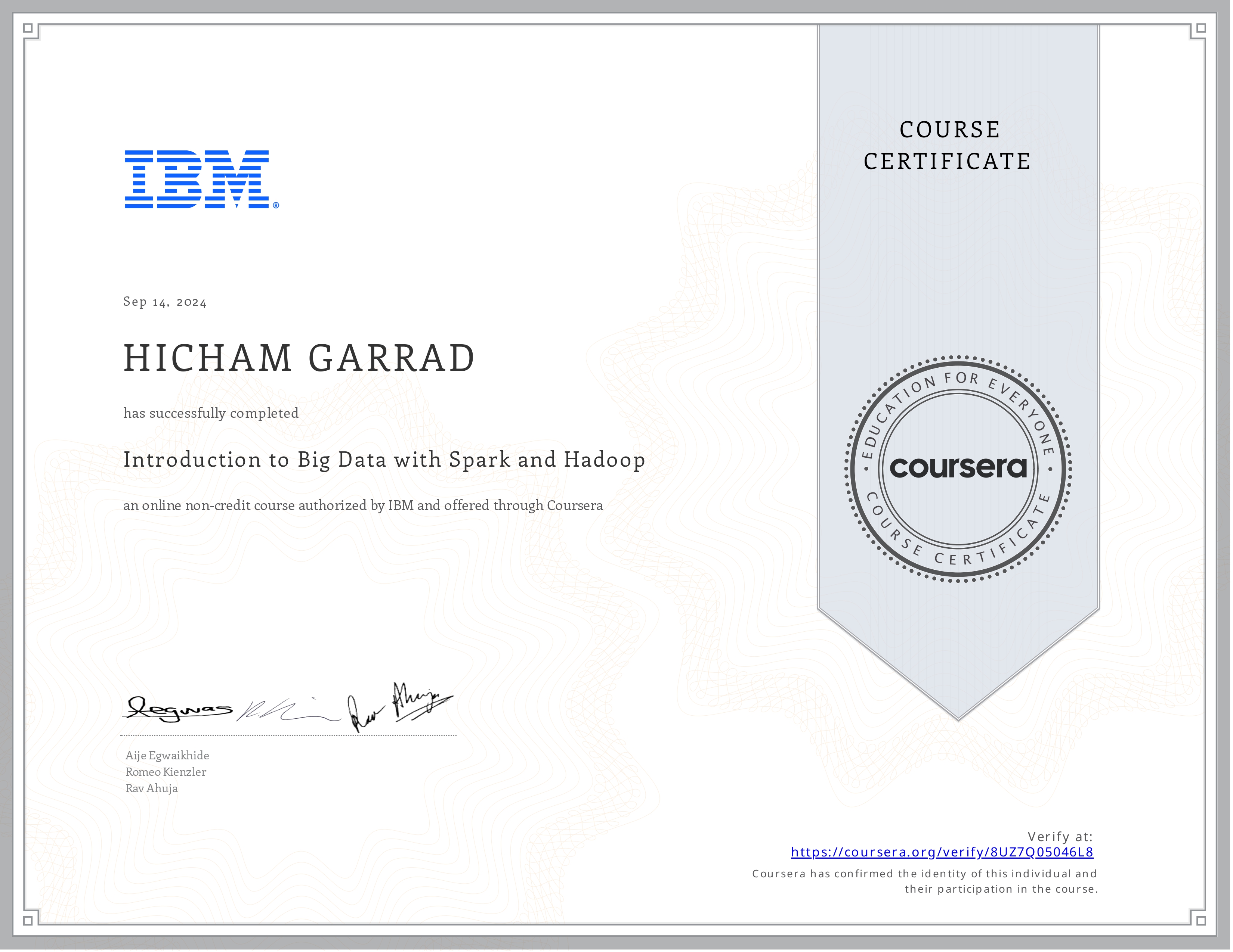 Introduction to Big Data with Spark and Hadoop
